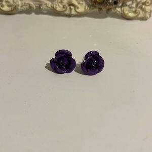 Purple flower earrings